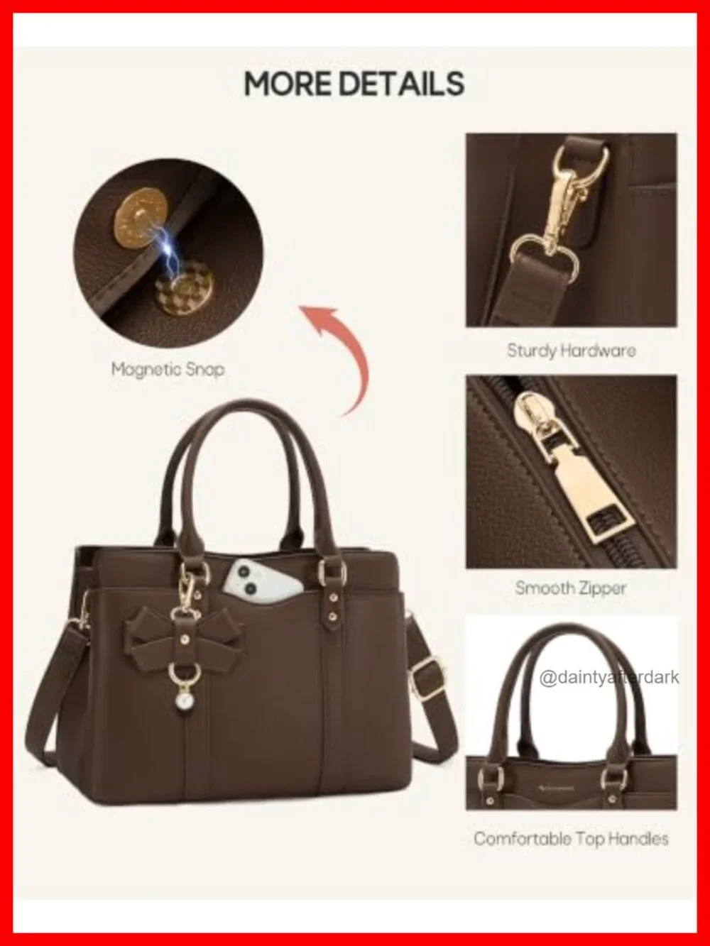 RAINSMORE Women's PU Leather Satchel Handbag - Convertible Crossbody